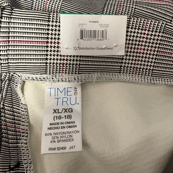 Time And Tru Womens Skinny Pants Size XL 16-18 Mid Rise Stretch Glen Plaid NEW - Picture 4 of 7